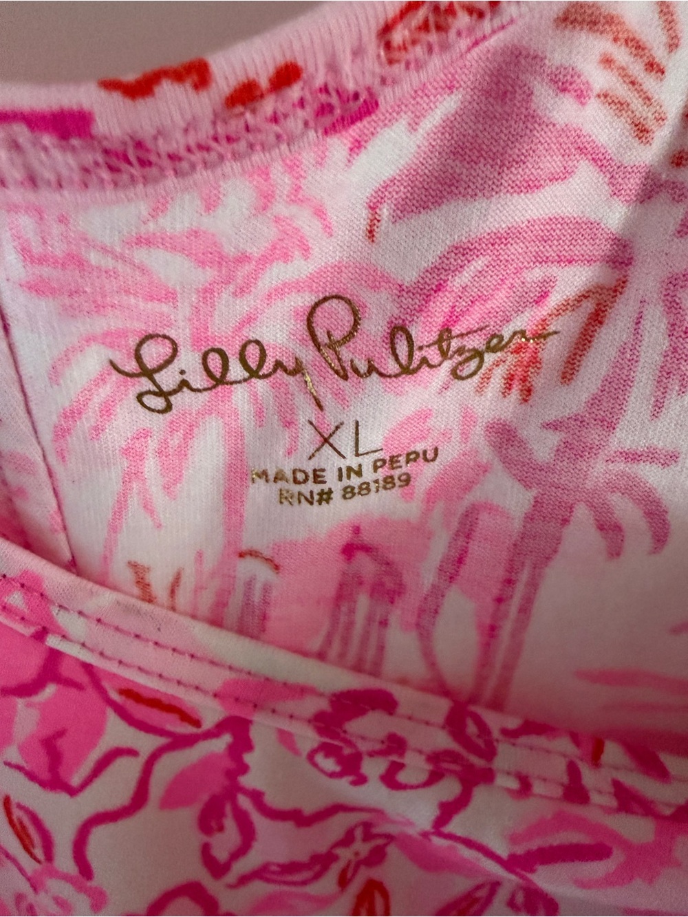 Lilly Pulitzer Pink & White Tropical Palm Shift - Picture 4 of 4